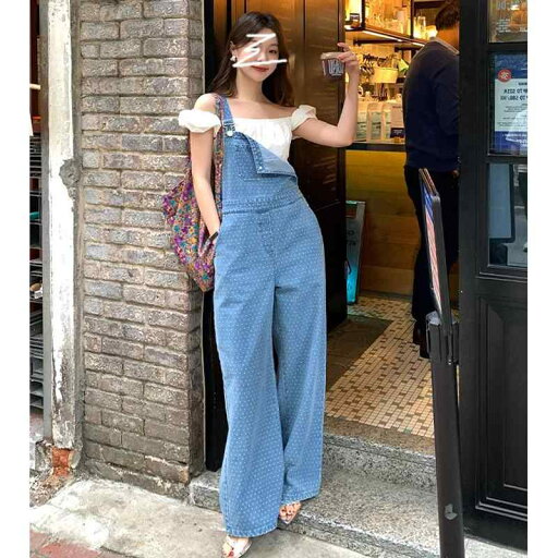 デニム オーバーオール サロペット デニム サスペンダー 若見え かわいい おしゃれ レディース 夏 韓国 水玉 ストリート カジュアル ワイドレッグ スリム ストレート レングスパンツ デニム オーバーオール サロペット デニム サスペンダー 若見え かわいい おしゃれ レディース 夏 韓国 水玉 ストリート カジュアル ワイドレッグ スリム ストレート レングスパンツ