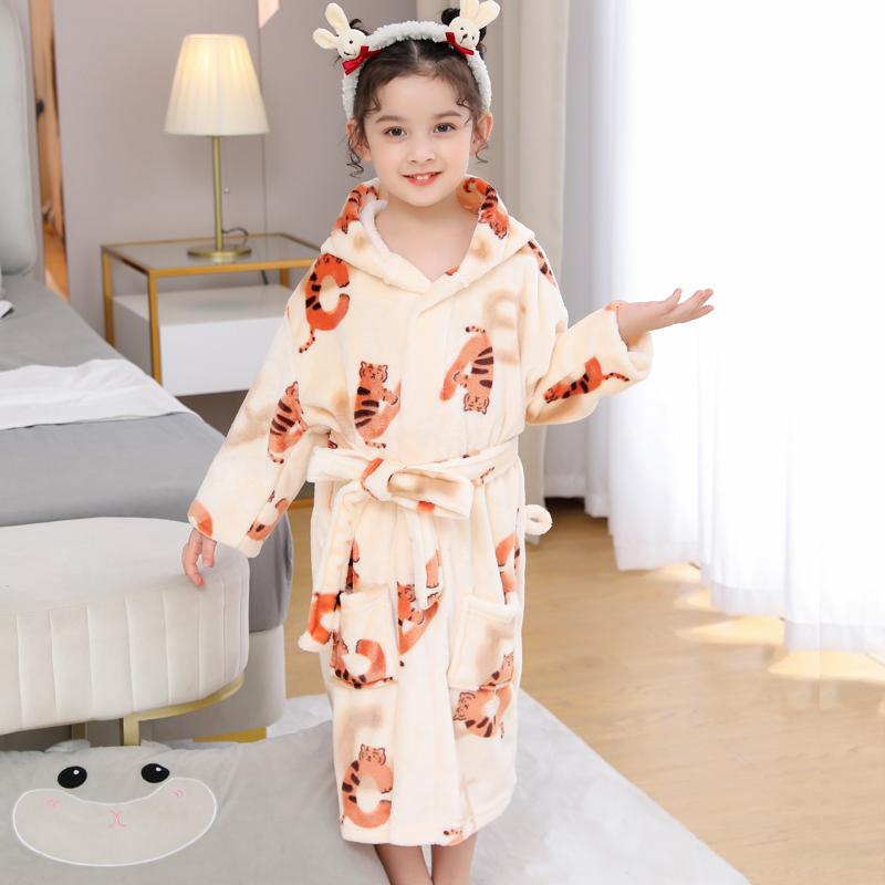 キッズ パジャマ ナイトウェア バスローブ ネグリジェ リラックス ウェア ルームウェア ロング フード..