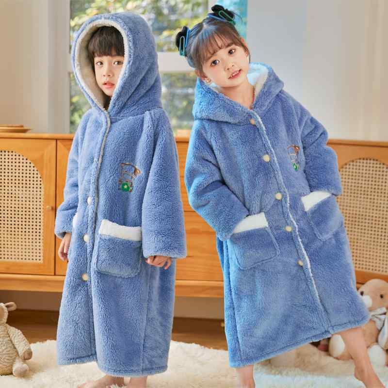 キッズ パジャマ ナイトウェア バスローブ ネグリジェ リラックス ウェア ルームウェア フード付き ロ..