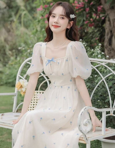 レディース ワンピ かわいい フランス 初恋 パフスリーブ スクエアネック ドレス シフォン 夏 フレッシュ スリム 花柄 フェアリー ミモレ丈 ワンピース アプリコット 刺繍 半袖 エレガント おしゃれ 上品 レディース ワンピ かわいい フランス 初恋 パフスリーブ スクエアネック ドレス シフォン 夏 フレッシュ スリム 花柄 フェアリー ミモレ丈 ワンピース アプリコット 刺繍 半袖 エレガント おしゃれ 上品