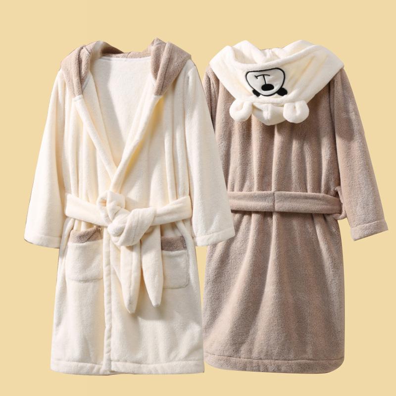 バスローブ ナイトウェア 吸水性 スカート パジャマ ルーム ガウン ロング マント 家庭用 衣料品 キッズ 子供 秋冬