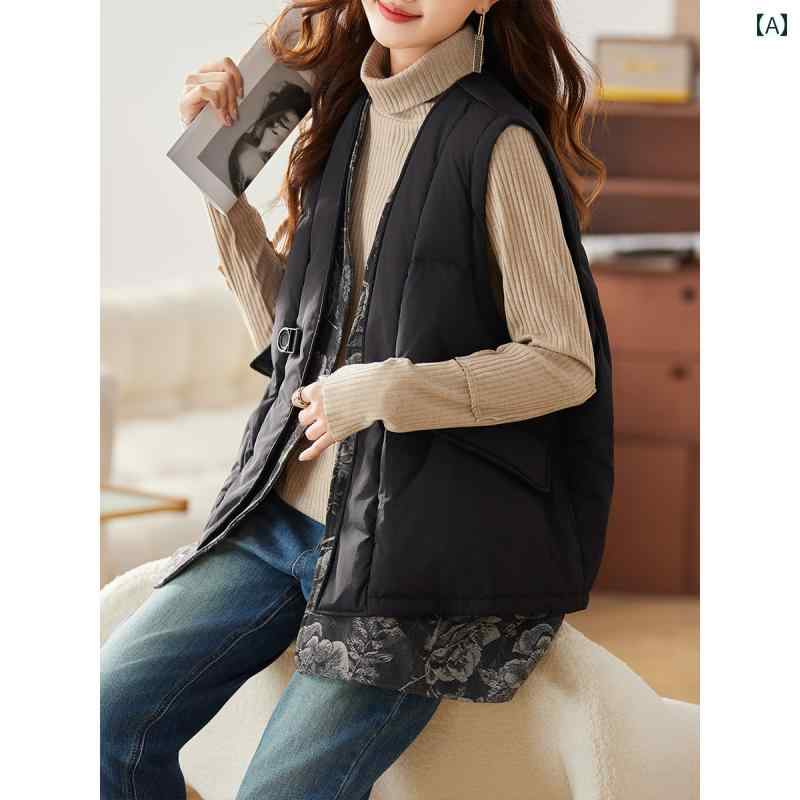 レディース ベスト ジレ ダウンベスト 秋冬 厚手 大きいサイズ ゆったり スタイリッシュ おしゃれ ショッピング 通勤 ママ友 女性