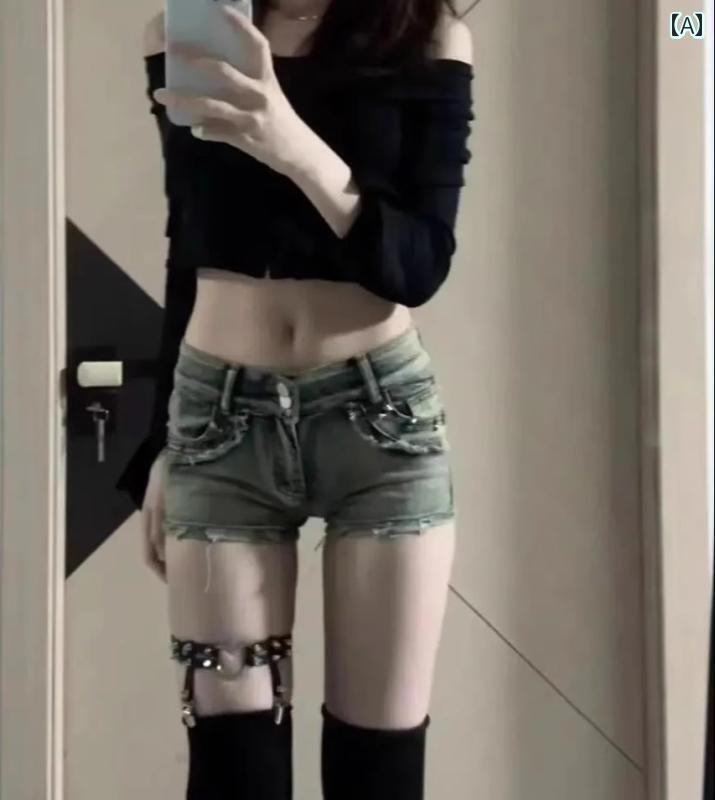 デニムパンツ レディース ショートパンツ 夏 アメリカン レトロ加工 アンティーク ヴィンテージ ストレート フィット ジーンズ ウォッシュド デニム スリムフィット 女性用 ガールズ 魅力的 ホットパンツ ブルー スポーティ