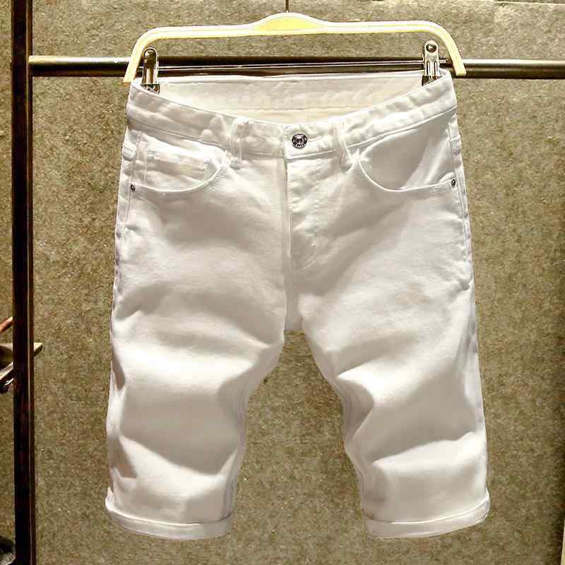 メンズ デニム おしゃれ ハーフパンツ Gパン カジュアル 夏 ハイエンド ホワイト デニムショートパンツ スリム ミッド パンツ グラフィティ パンツ