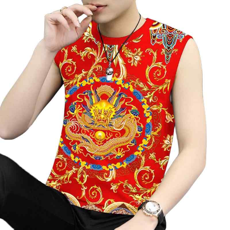 タンクトップ 派手 メンズ 柄 夏 冷感 ノースリーブ トップス スリムフィット 通気性 薄手 スポーツ レ..