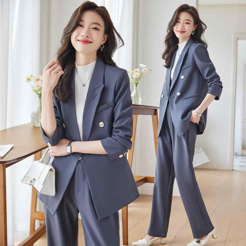 レディース ファッション トップス スーツ セット ジャケット ブレザー ズボン パンツ ロング シャツ カットソー ハイエンド 秋 女性 清楚 衣料品 面接 仕事 ビジネス オフィス フォーマル カジュアル 作業服 婦人服