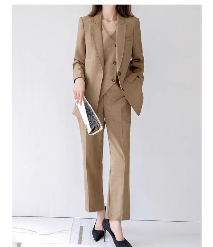 レディース ファッション トップス スーツ セット ジャケット ベスト チョッキ ブレザー パンツ ズボン ロング シャツ カットソー 春秋 女性 清楚 衣料品 面接 仕事 ビジネス オフィス フォーマル カジュアル 作業服 婦人服