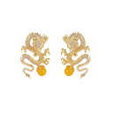 ピアス ドラゴン 神龍 レディース アクセサリー 干支 エスニック ギフト ゴールデン パール 女性用 925シルバー ニードル ピアス 干支 ジュエリー