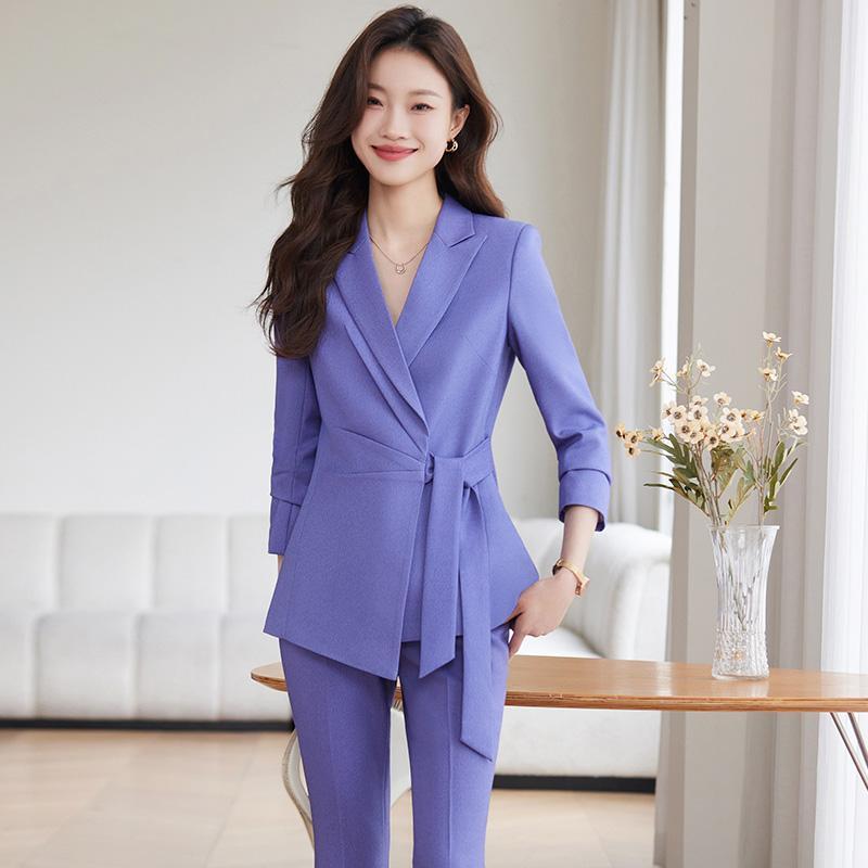 レディース ファッション トップス スーツ セット ジャケット ブレザー ズボン パンツ ロング ウェア プロ 春 女性 爽やか 清潔感 オフィス 面接 参観日 ビジネス カジュアル フォーマル 作業服 婦人服