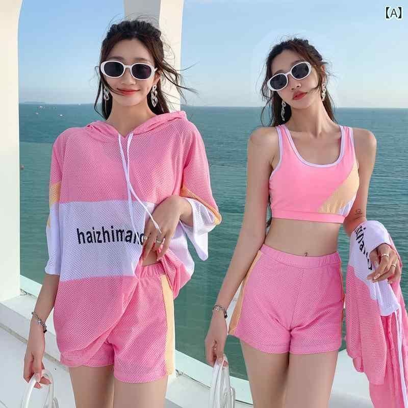 水着 セパレート レディース 女性用 プール ビーチ スイムウェア 温泉 3点セット スポーツ カレッジ カジュアル 韓国