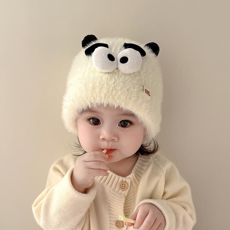 ベビー キッズ 帽子 日よけ 目玉つき かわいい ニット帽 男の子 女の子 冬 赤ちゃん ぬいぐるみ かわいい かわいい おもしろ 暖かい プルオーバー 子供 秋冬 約1～3歳赤ちゃんの推奨頭囲46～50CM範囲