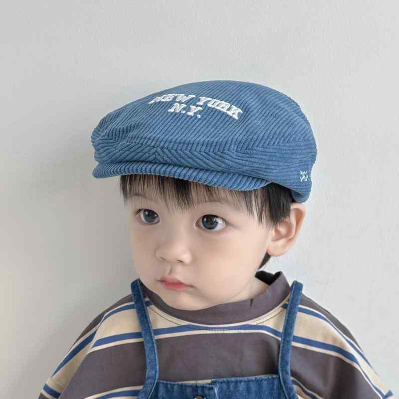 キッズ ベビー 帽子ハンチング かわいい 子供 ベレー帽 男の子 秋 コーデュロイ フォワード ハット 英..