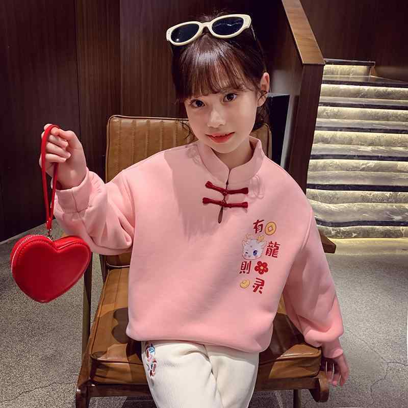 幼児 子供服 キッズ 女の子 ガールズ 中華風 チャイナ風 スウェットシャツ トレーナー 冬 厚地 正月