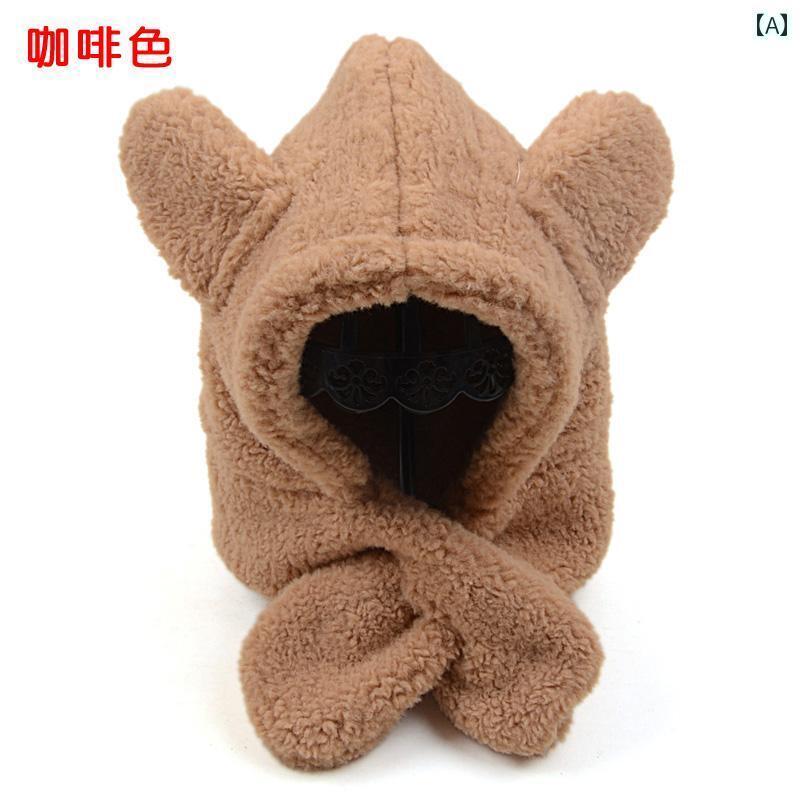 キッズ ベビー 帽子 かわいい くま耳 ハット ウール帽子 防寒対策 子供 冬 厚手 耳保護 スカーフ ネック マフラー 男の子 女の子 手袋 オールインワン 秋冬 スタイル