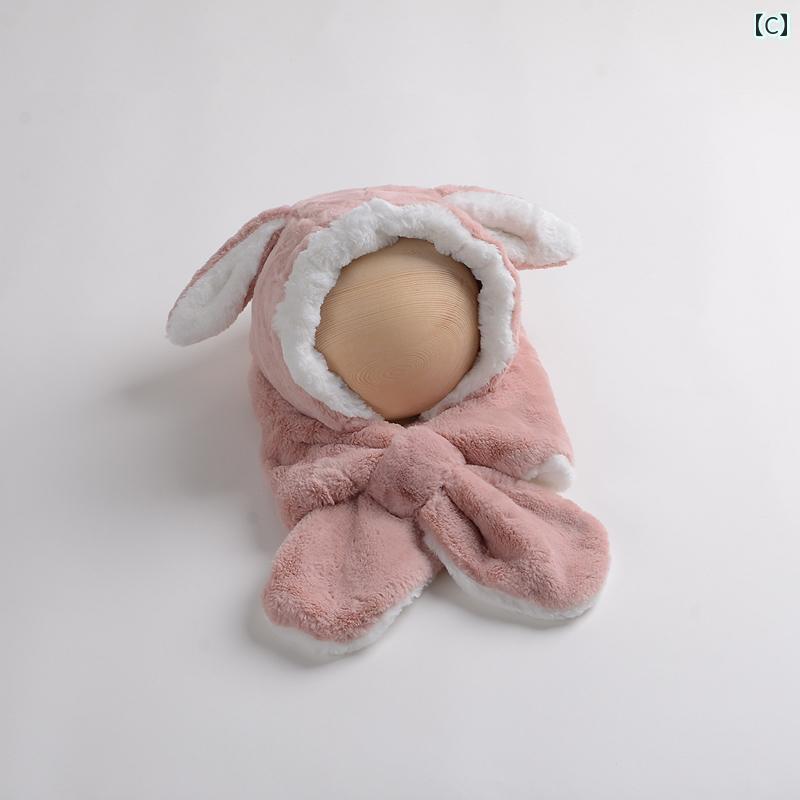 親子 キッズ ベビー 帽子 ウサギ もこもこ 暖かい かわいい 子供 冬 ぬいぐるみ 帽子 マフラー付き 男の子 女の子 親子 帽子 耳保護 帽子 子供用約2～7歳推奨頭囲48～52CM 大人推奨頭囲53～57CM 3