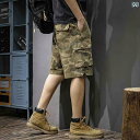 迷彩 ハーフパンツ 夏 アウトドア カモフラ ミリタリー カーゴ ショーツ メンズ レトロ ストレート レッグ 五分丈 パンツ アメリカン 機能的 カジュアル ...