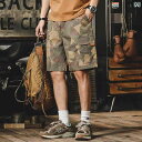 ハーフパンツ メンズ アウトドア アメカジ ショート パンツ 夏 レトロ 迷彩 オーバー オール ゆったり オーバーサイズ ゆったり 楽ちん 休暇 ビーチ パン...