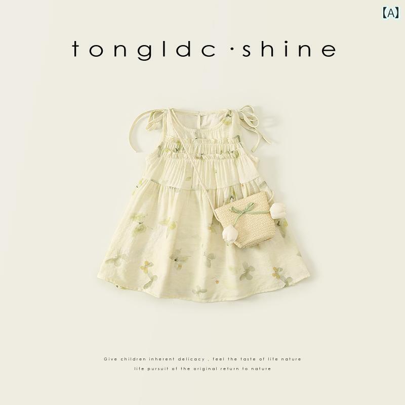 夏 ベビー キッズ エレガント ノンスリワンピ おしゃれ スズラン かごバッグ付き 女の子 サマー ベビー..