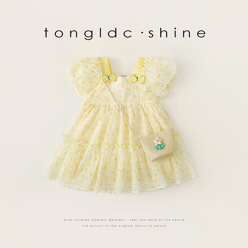 キッズウェア ふわふわワンピ ビタミンカラー 元気 かわいい 女の子 サマー おしゃれ かごバッグ付き ..