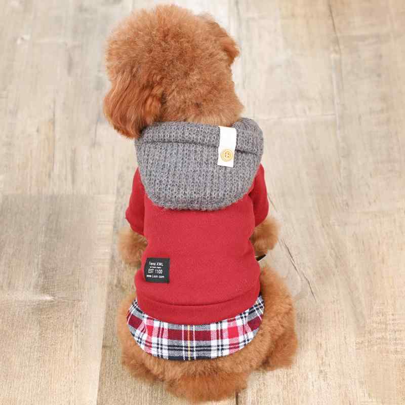 ペット用品 洋服 ワンちゃん 猫ちゃん フェイク重ね着 ニットトレーナーシャツ フード付き おしゃれ 秋冬服 子犬服 テディ 猫 厚手 トレーナー ストリート コットン 服 小型犬 ビション ペット 服