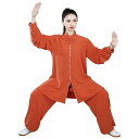 太極拳 服 レディース メンズ カンフー 武術 ウェア トレーニング 格闘技 春夏 刺繍 練習 ミドル丈 オレンジ パープル ブルー
