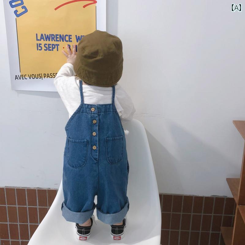 デニム オーバーオール ベビー キッズ サロペット 子供服 赤ちゃん 男の子 女の子 春秋 韓国 ゆったり カジュアル(4)