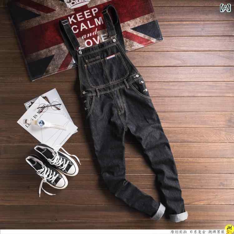 オーバーオール デニム パンツ メンズ レディース ジーンズ ジーパン 春秋 レトロ バイク ジャンプスーツ スリム ブラック mzymzy-10327130 モズラボ サンプル画像2