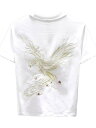 Tシャツ メンズ 大人 半袖 オシャレ 夏 チャイナ風 刺繍 ラウンドネック ゆったり 綿 トップス 普段着 カジュアル シンプル フェニックス 黒 白