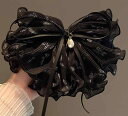 ヘアクリップ リボン 大きい 髪留め 髪飾り かわいい ヘアアクセサリー レディース ハイエンド 特大 黒 蝶 プリント 春秋 後頭部 クリップ おしゃれ 頭飾...