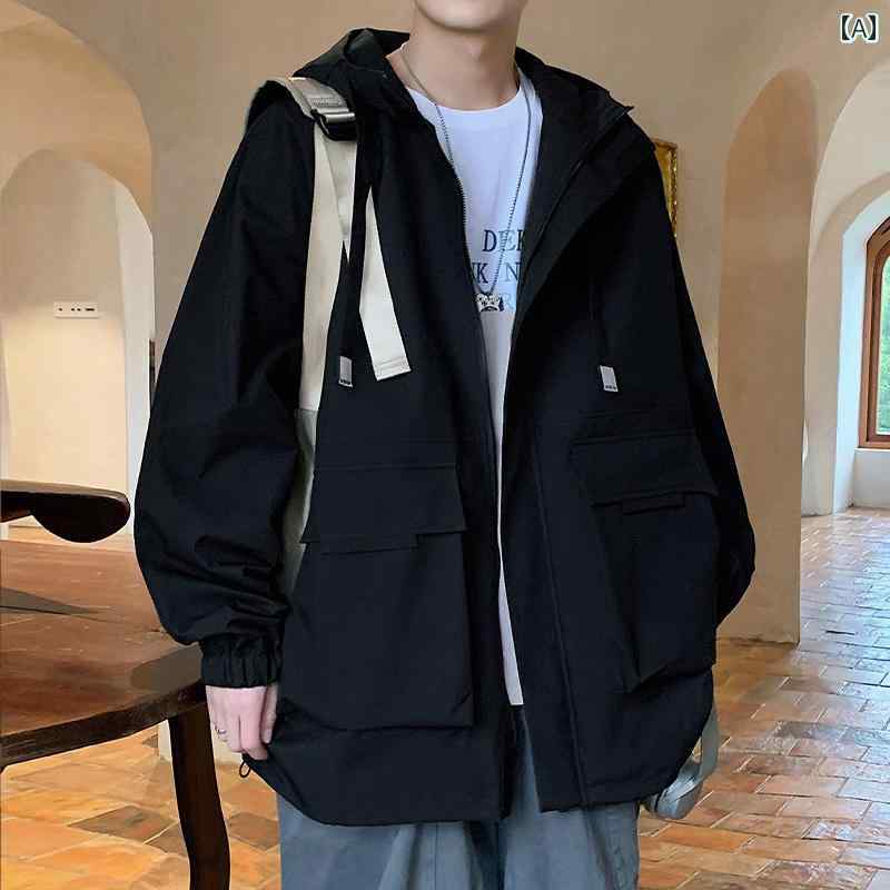 ウィンドブレーカー メンズ アメリカン 機能的 登山 ジャケット 春 秋 ルーズ ゆったり 大きいサイズ ..