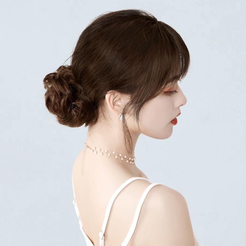 ウィッグ お団子 レディース シニヨン ヘアアクセサリー 装飾 エクステ ボリュームアップ 巻き髪 カール ストレート バンド ゴム クリップ カジュアル エレガント 黒 茶