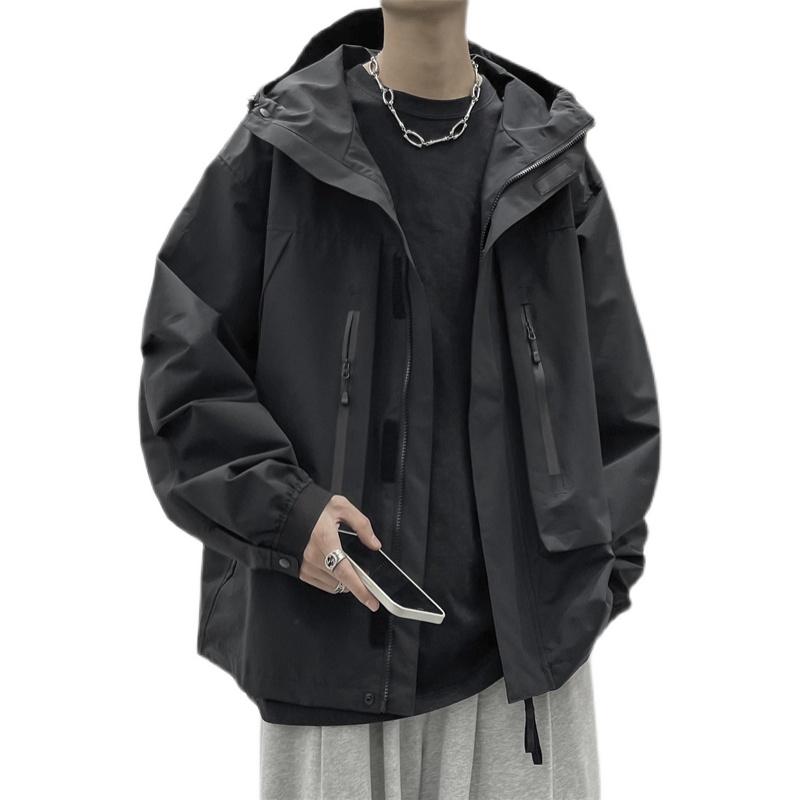 ウィンドブレーカー メンズ 機能的 ジャケット 春 秋 ポケット フード ルーズ ゆったり カジュアル ワ..