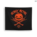 壁掛け インテリア 雑貨 タペストリー 布 吊り下げ ハロウィン パンプキン かぼちゃ メタル デビル ロック パーティー ブラック オレンジ パープル