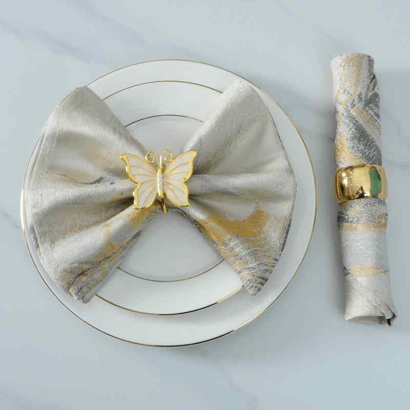 テーブル ナプキン クロス 口布 ダイニング 食卓 小物 四角形 リング ホテル レストラン 結婚式 パーティ テーブルコーディネート モダン 黄 緑 グレー