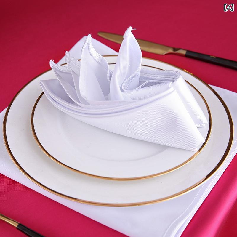 テーブルナプキン ナフキン 布 正方形 おしゃれ 厚手 敷布 ランチョンマット キッチンクロス トーション 食卓 おもてなし コーディネート セッティング 装飾 パーティー ホテル レストラン カフェ モダン 無地 セット 白 ゴールド 赤