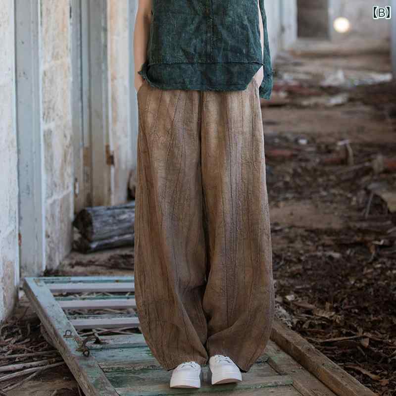 太極拳 パンツ カンフー 服 ズボン レトロ ファッション レディース 練習 運動 武道 パープル イエロー ブラウン mzymzy-10330668 モズラボ サンプル画像2