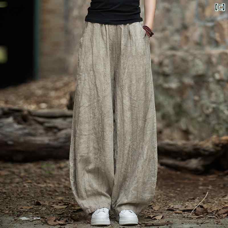 太極拳 パンツ カンフー 服 ズボン レトロ ファッション レディース 練習 運動 武道 パープル イエロー ブラウン mzymzy-10330668 モズラボ サンプル画像3