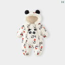 カバーオール ロンパース ダウンコート ジャンプスーツ ベビー 子供服 キッズ おしゃれ かわいい 秋冬 厚手 フード付き 男の子 女の子 パンダ