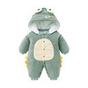 ベビー ジャンプスーツ アウター ロンパース 新生児 秋冬 赤ちゃん 厚手 綿 コート 外出 グリーン ブルー