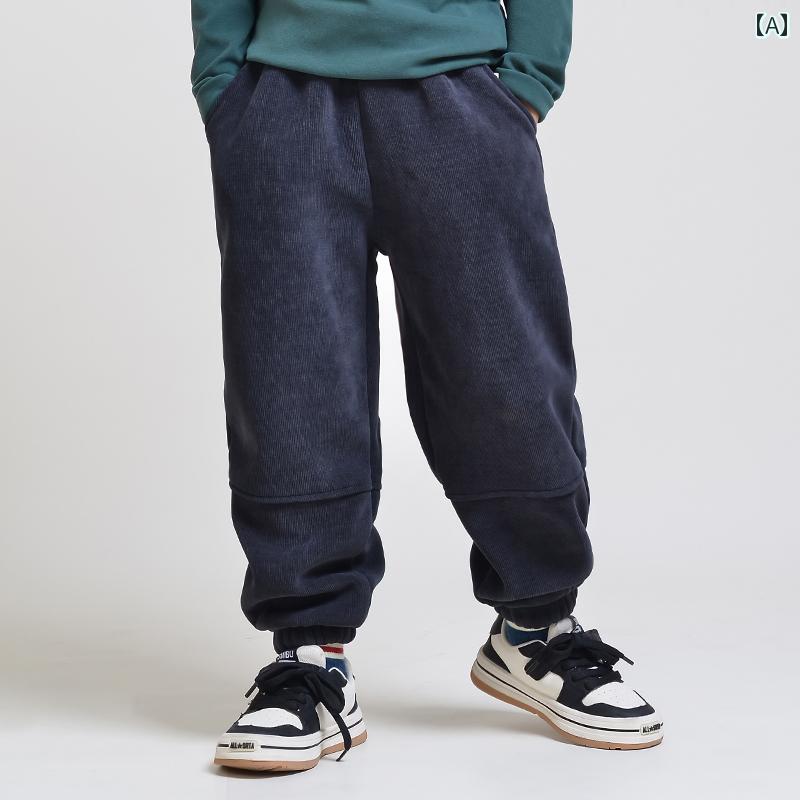楽天モズラボコーデュロイ パンツ キッズ 子供服 男の子 秋冬 綿 厚手 ネイビー グレー ズボン