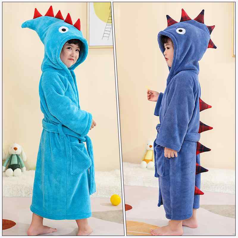 バスローブ キッズ 男の子 暖かい 秋冬 子供 バスタオル 水泳 フード付き マント 吸収 厚手 恐竜