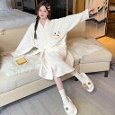 ルームウェア レディース 部屋着 秋冬 長袖 ベルベット ナイトガウン バスローブ 大きいサイズ パジャマ ホワイト ピンク