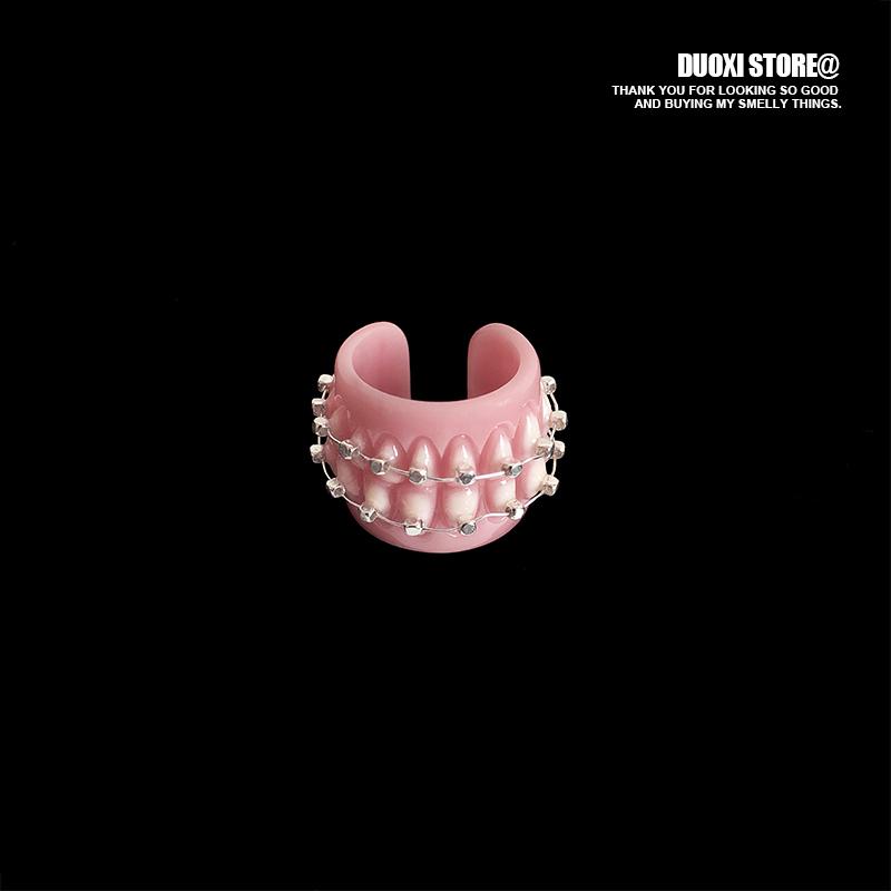 指輪 ハロウィン 大人 レディース 韓国 ごつめ おもしろ ユニーク オープンリング アクリル パンク ロック ゴシック ロリータ アクセサリー コスプレ イベ...