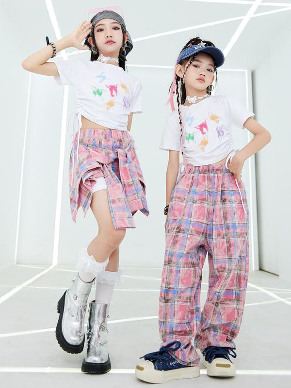 Occidental Goods - ダンス衣装 キッズ 女の子 ストリートダンス ヒップホップ ジャズダンス 発表会 ステージ衣装 レッスン着 練習着 セットアップ トレンド おしゃれ クール カジュアル 夏 綿 コットン プリント柄