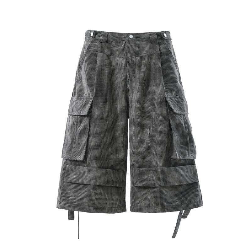 ・カテゴリ: カーゴカジュアルパンツ・スタイル: アメリカンヴィンテージ・主な素材: ポリエステル100%・シルエット: ルーズフィット・丈: 7分丈・ウエスト: ミドルライズ・フロント: ジッパーフライ・厚さ: 普通・柄: 無地・デザイン...