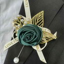コサージュ 男女兼用 新郎新婦 花嫁 ブライズメイド ウェディング 結婚式 披露宴 二次会 パーティー 中華風和装 フォーマル 衣装小物 セット 手作り ハンドメイド ポリエステル 花形 フラワーモチーフ ダークグリーン レッド(x2)