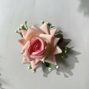コサージュ レディース フェイクベロア 小さなバラ ハンドメイド 結婚式 ブライズメイド ヘアクリップ ブローチ ピンク ローズオレンジ パーティー イベント(x5)