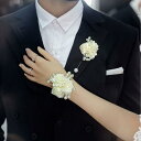 コサージュ ブローチ リストブーケ 結婚式 ブライダル フォーマル パーティー 新郎 新婦 介添人 メンズ 手作り パール リボン バラ スーツ 小物 アクセサリー ポリエステル 多色展開