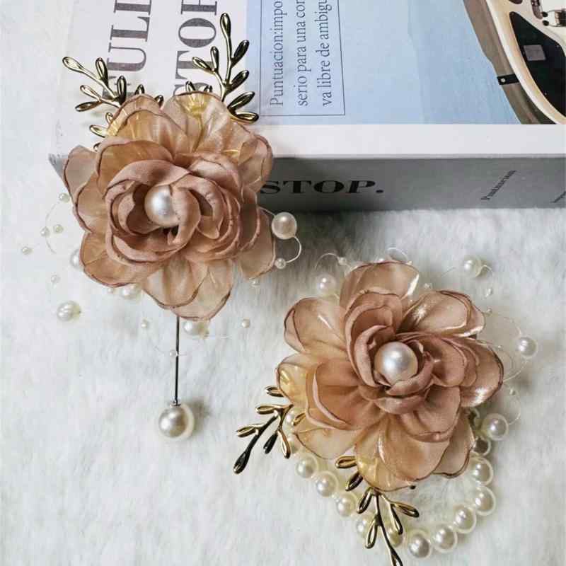 胸花 メンズ レディース 結婚式 ウェディング 新郎 新婦 両親 ブライズメイド 参列者 コサージュ ブートニア リストブーケ フルセット 手作り 造花 ポリエ...