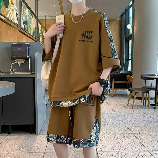 スポーツ カジュアル セットアップ メンズ 接触冷感 半袖 Tシャツ ショートパンツ ゆったり ストリート トレーニング ルームウェア 綿混 春夏 スポーツ カジュアル セットアップ メンズ 接触冷感 半袖 Tシャツ ショートパンツ ゆったり ストリート トレーニング ルームウェア 綿混 春夏